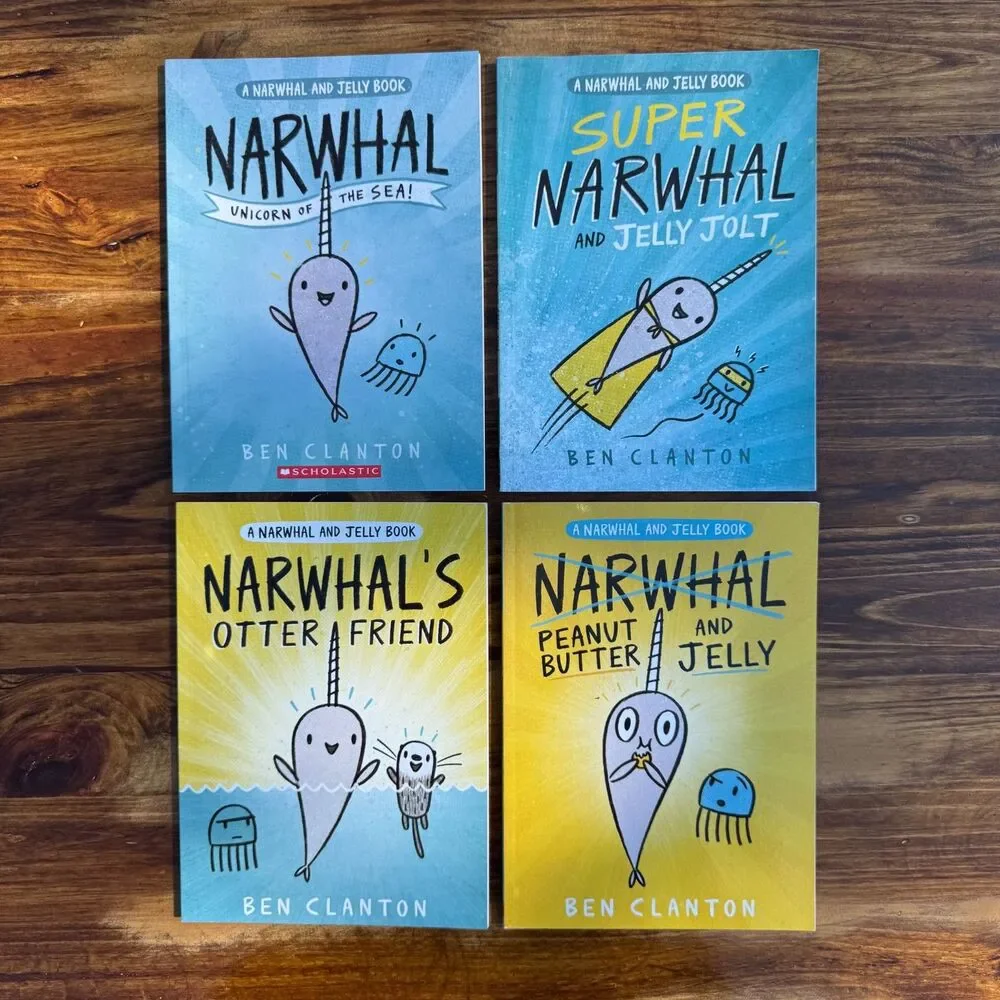 Lot of Narwhal and Jelly Books 1 - 4 Ben Clanton Age 6-9 Grade 1-4 Graphic Novel